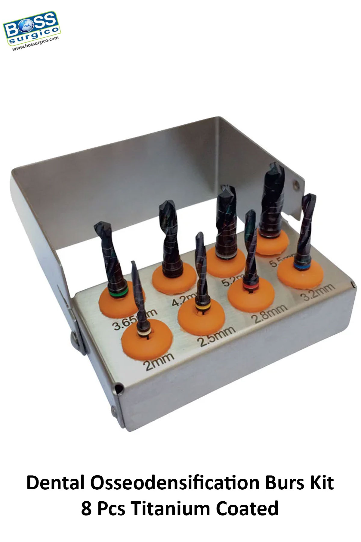 Dental Osseodensification Burs Kit 8 Pcs Titanium Coated